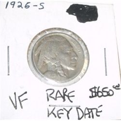 1926-S *EXTREMELY RARE KEY DATE* BUFFALO NICKEL RED BOOK VALUE IS $650.00+ *NICE EARLY VERY FINE!!