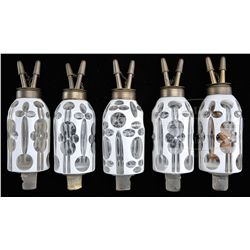 FIVE PEG LAMPS.