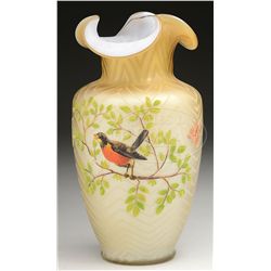 SATIN GLASS CORALENE VASE.
