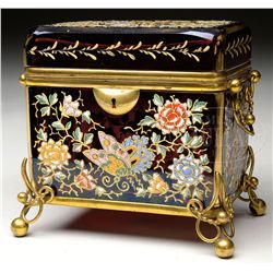 MOSER DECORATED RUBY GLASS BOX.