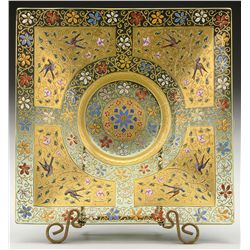 MOSER SQUARE DECORATED PLATE.