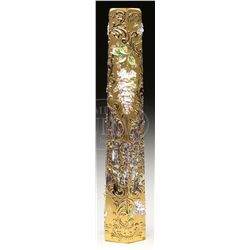 MOSER FLORAL DECORATED VASE.