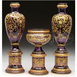 MOSER THREE PIECE GARNITURE SET.