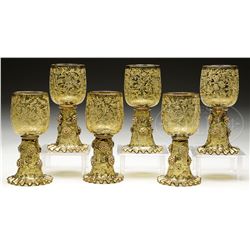 SIX MOSER DECORATED WINES.