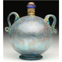AVENTURINE ART GLASS SCENT BOTTLE.
