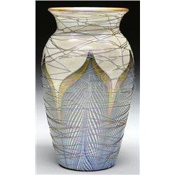 DURAND THREADED PULLED FEATHER VASE.