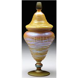 DURAND THREADED COVERED JAR.