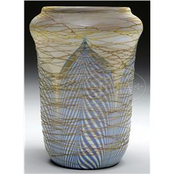 DURAND THREADED PULLED FEATHER VASE.