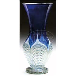 DURAND PEACOCK FEATHER VASE.