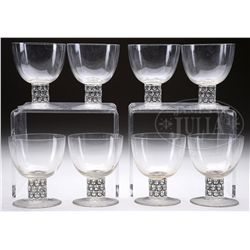 EIGHT R. LALIQUE SAINT-NABOR GOBLETS.