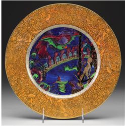 WEDGWOOD FAIRYLAND LUSTRE ROC CENTRE PLATE.