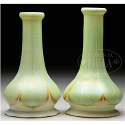 PAIR OF QUEZAL PULLED FEATHER SHADES.