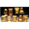 Image 1 : LOT OF GOLD QUEZAL ART GLASS SHADES.