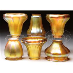 LOT OF SIX ART GLASS SHADES.