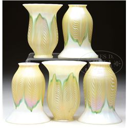 FIVE QUEZAL PULLED FEATHER SHADES.