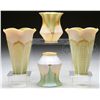 Image 1 : FOUR PULLED FEATHER ART GLASS SHADES.