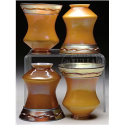 FOUR STEUBEN BROWN AURENE SHADES.