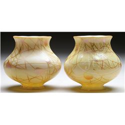 PAIR OF STEUBEN HEART & VINE SHADES.