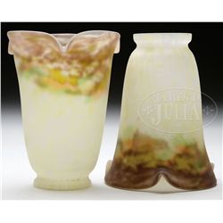 PAIR OF MULLER INTERNALLY DECORATED SHADES.