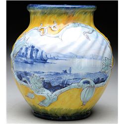 GALLE FAIENCE VASE.