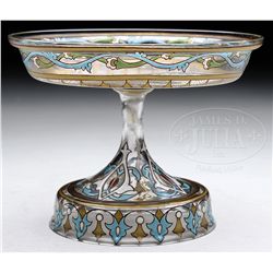 ENAMELED GLASS COMPOTE.