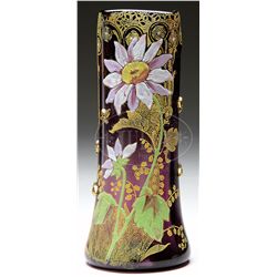 AMETHYST DECORATED VASE.