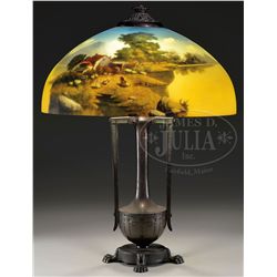 MOE BRIDGES REVERSE PAINTED LAMP.