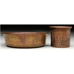 TWO ARTS AND CRAFTS COPPER BOWLS.