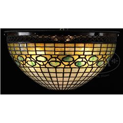 PAIR TIFFANY STUDIOS ACORN CEILING FIXTURES.
