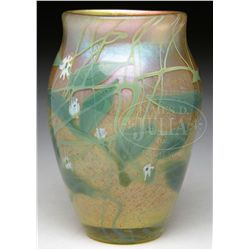 TIFFANY AQUAMARINE FLORAL VASE.
