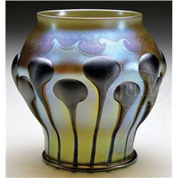RARE TIFFANY STUDIOS DECORATED FAVRILE VASE.