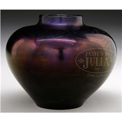TIFFANY BLACK DECORATED VASE.