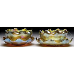 PAIR OF TIFFANY FINGER BOWLS & UNDERPLATES.