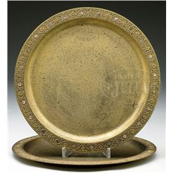 TWO TIFFANY STUDIOS ABALONE CHARGERS.