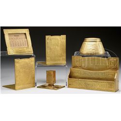 FIVE-PIECE TIFFANY MODELED DESK SET.