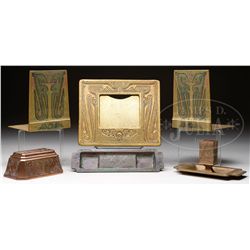 FIVE TIFFANY CHINESE DESK ACCESSORIES.
