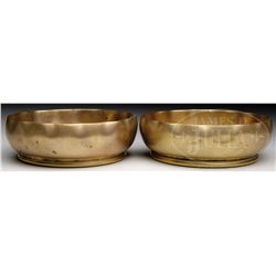 TWO TIFFANY STUDIOS BRONZE ASHTRAYS.