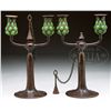 Image 1 : PAIR OF TIFFANY STUDIOS DOUBLE ARM CANDLESTICKS.