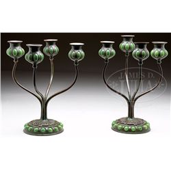 PAIR OF TIFFANY STUDIOS CANDELABRAS.