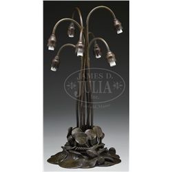 TIFFANY STUDIOS SEVEN-LIGHT LILY LAMP BASE.