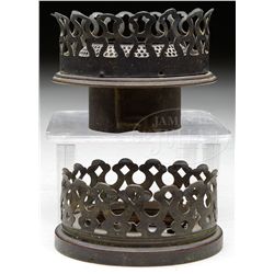 TWO TIFFANY KEROSENE LAMP GALLERIES.