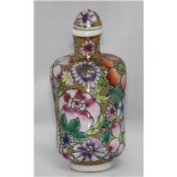 ANTIQUE FENG SHUI COLOR ENANEL PORCELAIN SNUFF BOTTLE