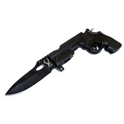 COLLECTORS EDITION S/A BLACK GUN KNIFE W/CLIP