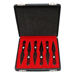 COLLECTORS EDITION BLACK THROWING KNIVES SET OF 6 W/BOX