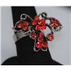 Image 1 : FASHION JEWELRY RED CZ BUTTERFLY SHAPED BRASS RING