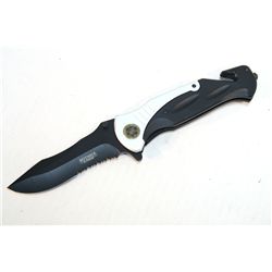 COLLECTORS EDITION 10.5" BLACK/WHITE HANDLE FOLDING KNI