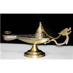 ANTIQUE FENG SHUI BRASS OIL LAMP