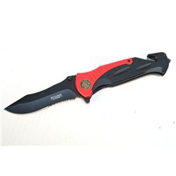 COLLECTORS EDITION 10.5" RED/BLACK HANDLE FOLDING KNIFE