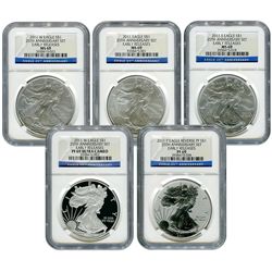 Certified  American Eagle 25th Anniversary 5pc Silver S