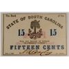 Image 1 : 1863 FIFTEEN CENT STATE OF SOUTH CAROLINA NOTE